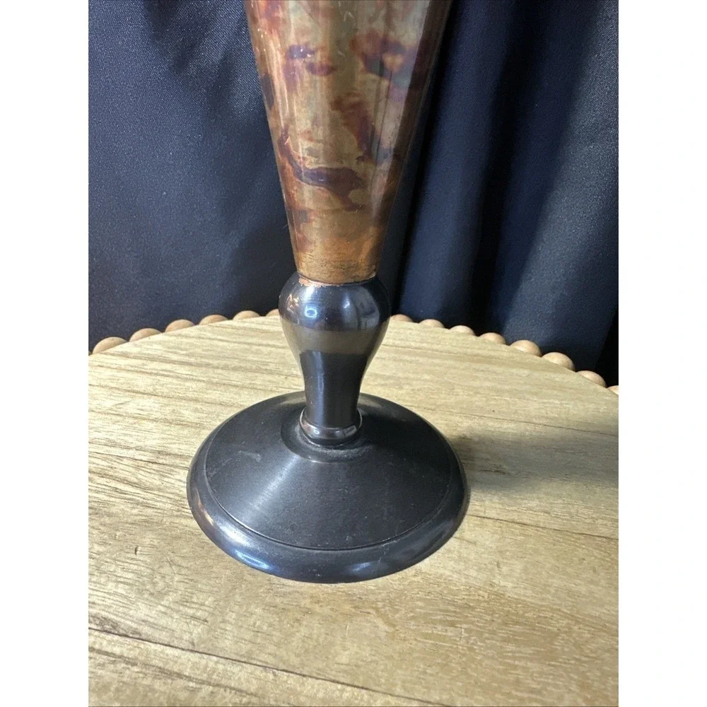 Old Vintage Copper And Brass Candle Holder 9